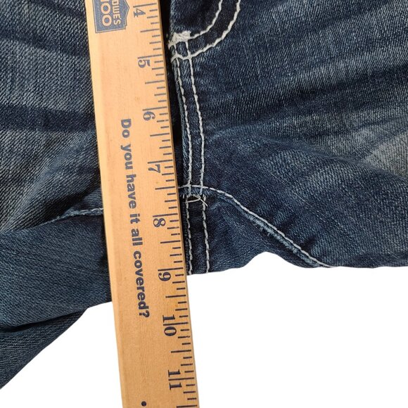 Maurices Thick Stitch Jeans Embroidered Women 7/8 34x31 Blue Bootcut Mid Rise * - Picture 10 of 15